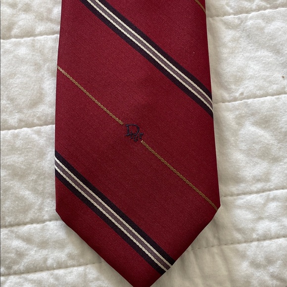 Christian DiorRed black and gold Tie